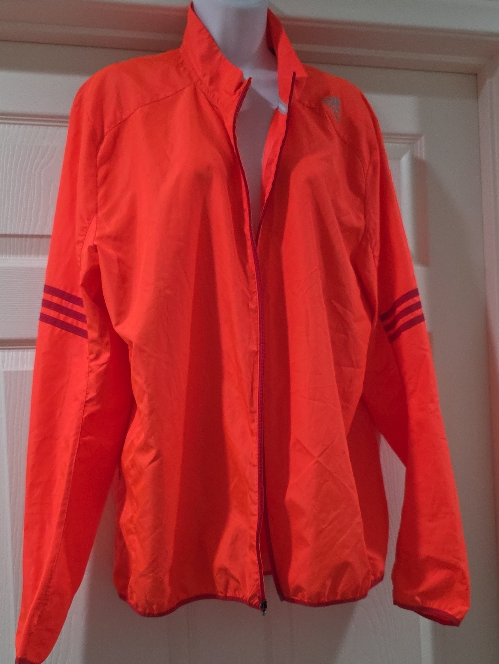 adidas Women's Bright Orange Lightweight Bomber Jacket - Large